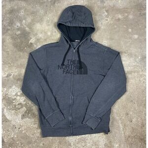 The North Face Hoodie Size Large Dark Gray Fleece Full Zip Drawstring Sweatshirt